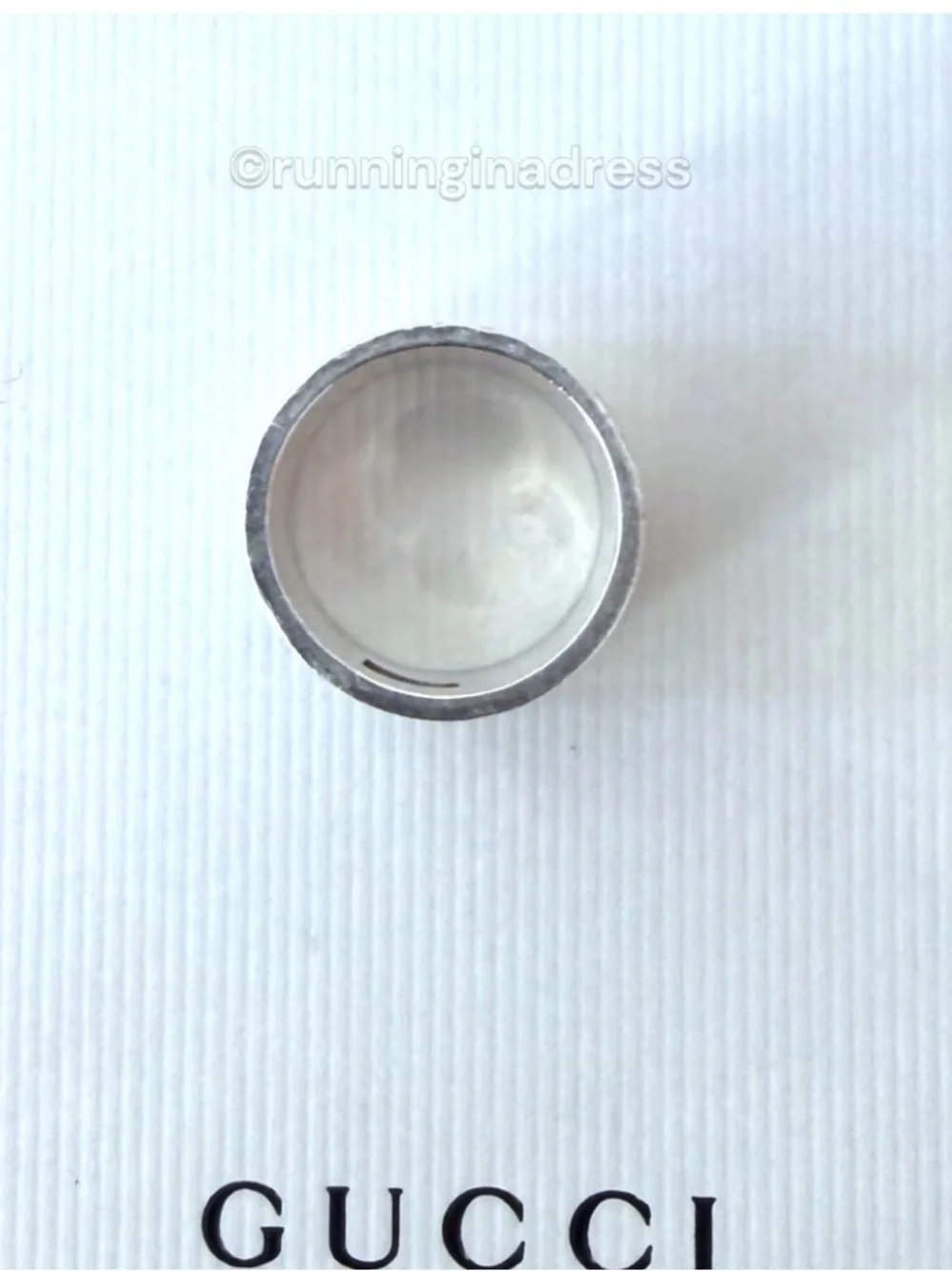 Vintage Gucci Tom Ford Open Cutout G Sterling Silver Ring 8.5 Wide Band